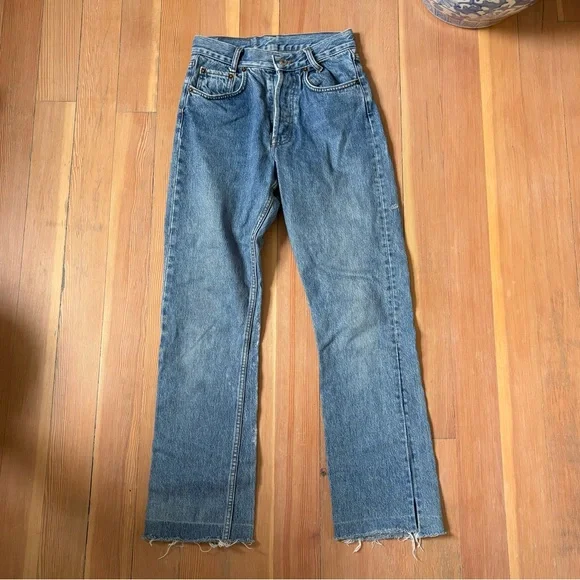 Vintage Levi’s 501 Blue Jeans Raw Hem - Picture 3 of 16